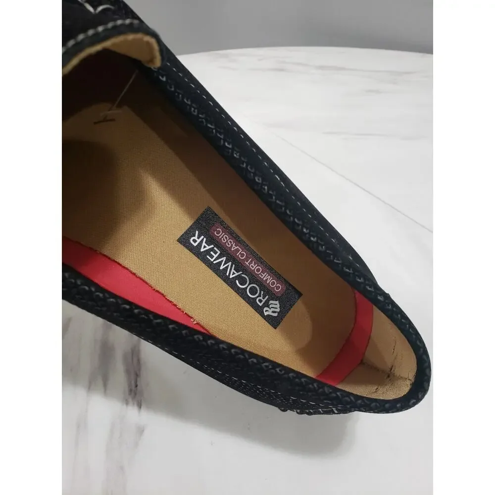 NEW Rocawear Dwight Black Slip On‎ Loafers Oxfords Shoe Men 9.5 House shoe dress